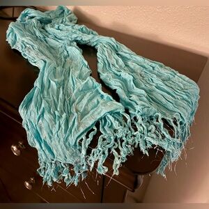 Turquoise | Teal & Silver Fringe Scarf | Wrap